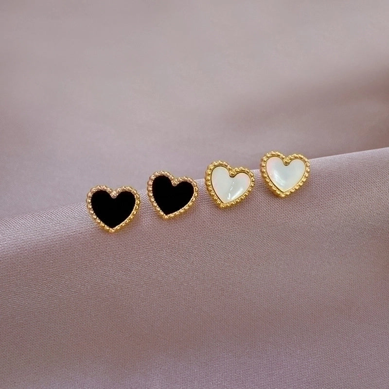 1 Pair Modern Style Minimalist Heart Shape Titanium Steel Ear Studs