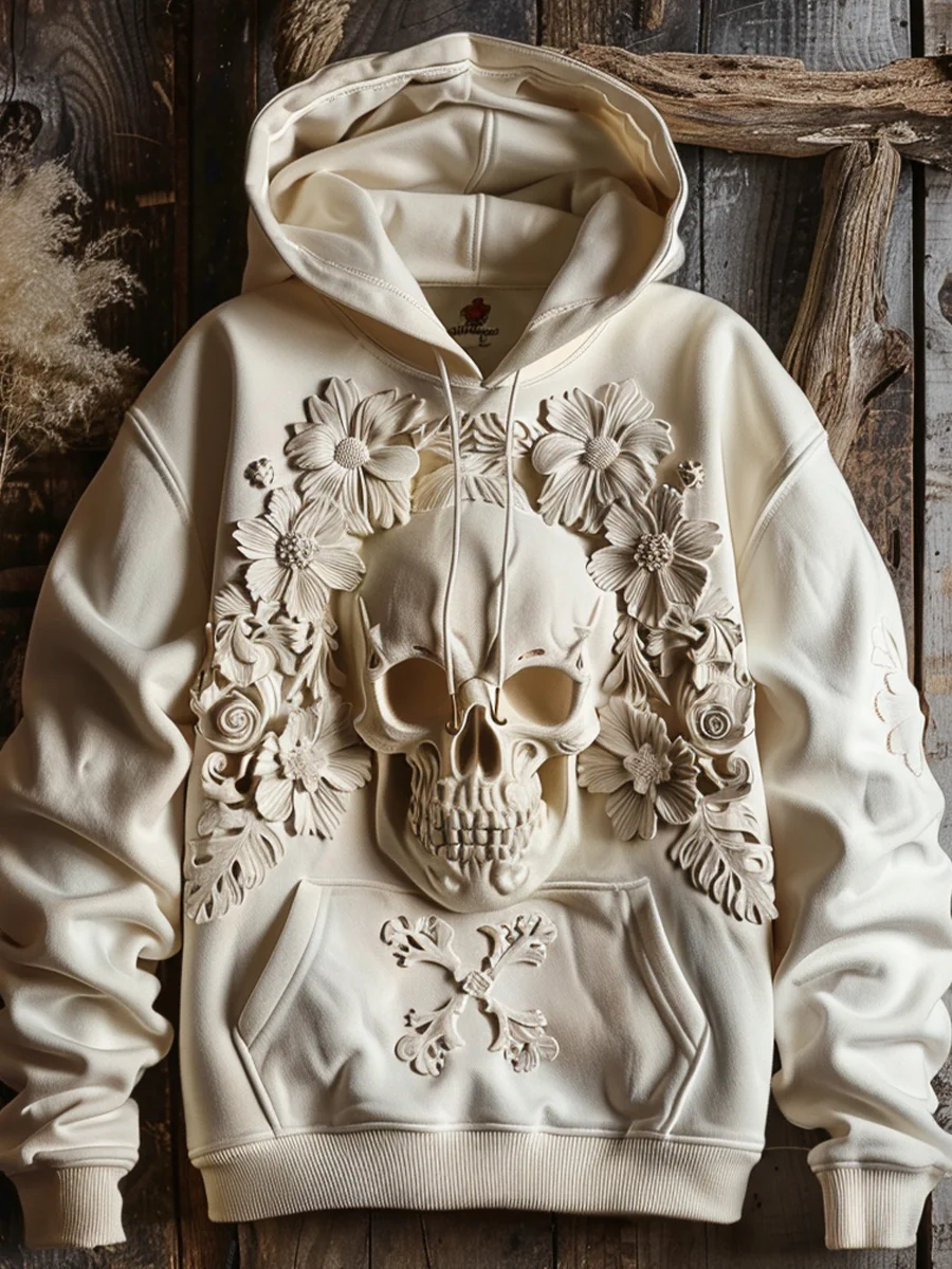 Lace Skull Print Hoodie