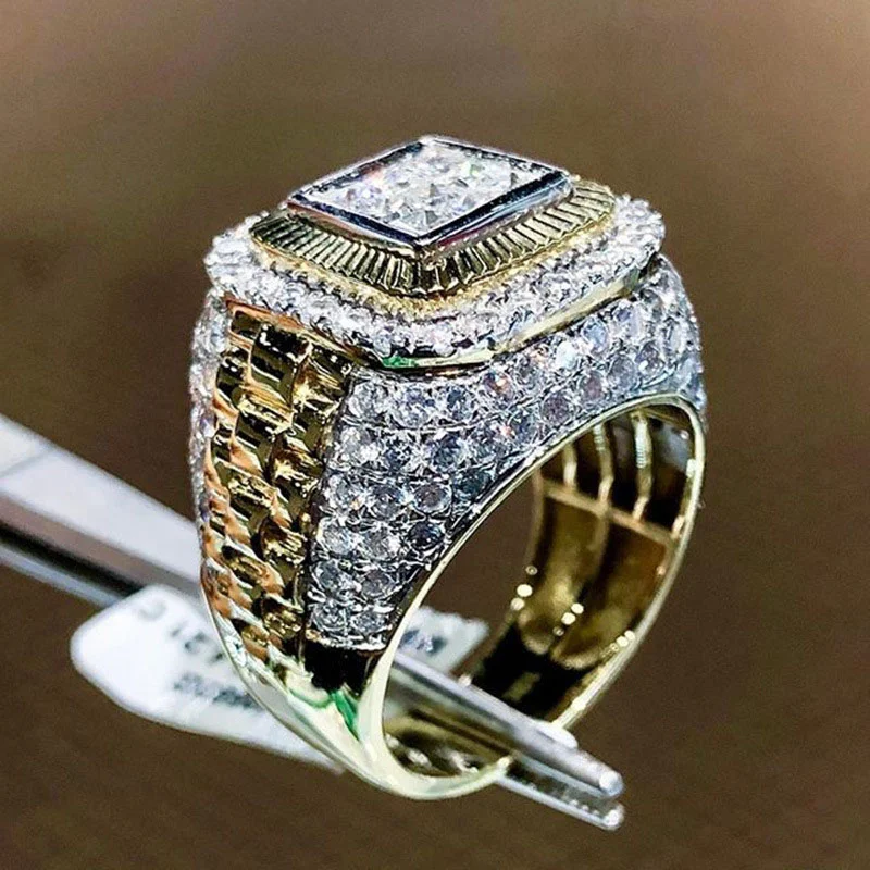 Iced Out Luxury Rings For Men Hip Hop Jewelry-VESSFUL