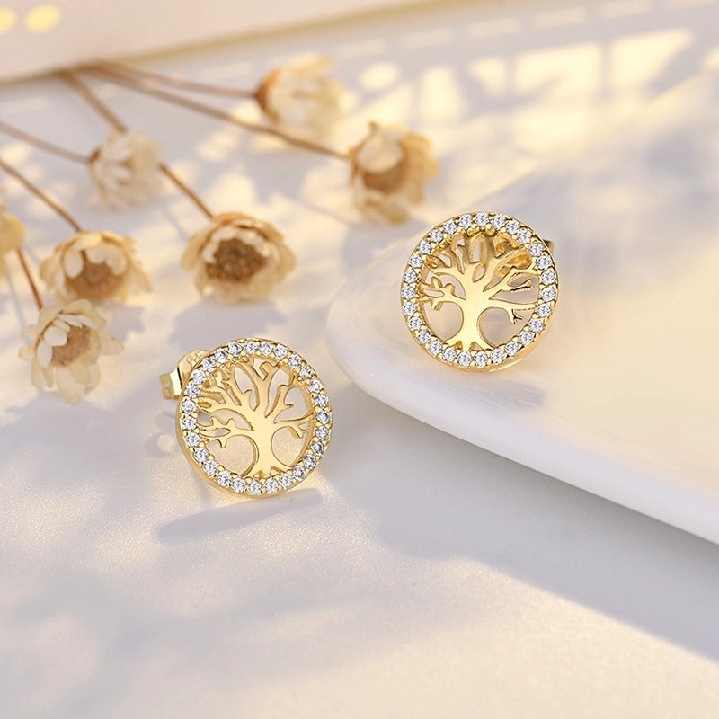 Tree Of Life S925 Sterling Silver Pin Earrings Women's Fashion Temperament Earrings  Manufacturers