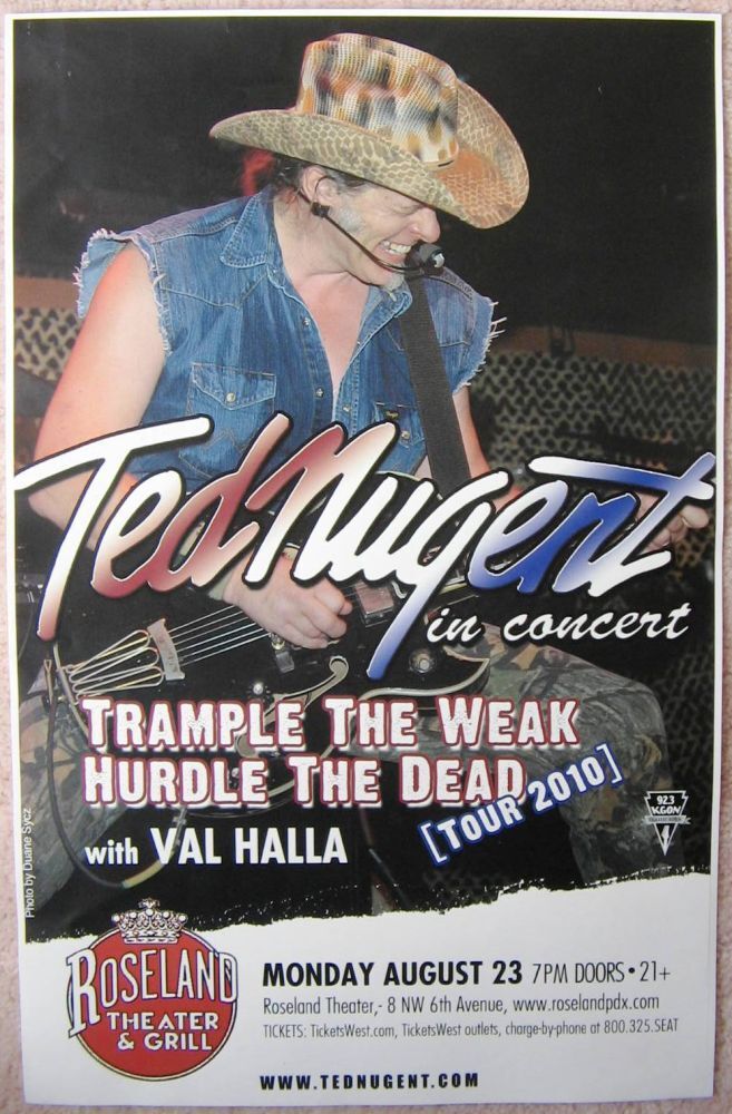 TED NUGENT 2010 Gig POSTER Portland Oregon Concert