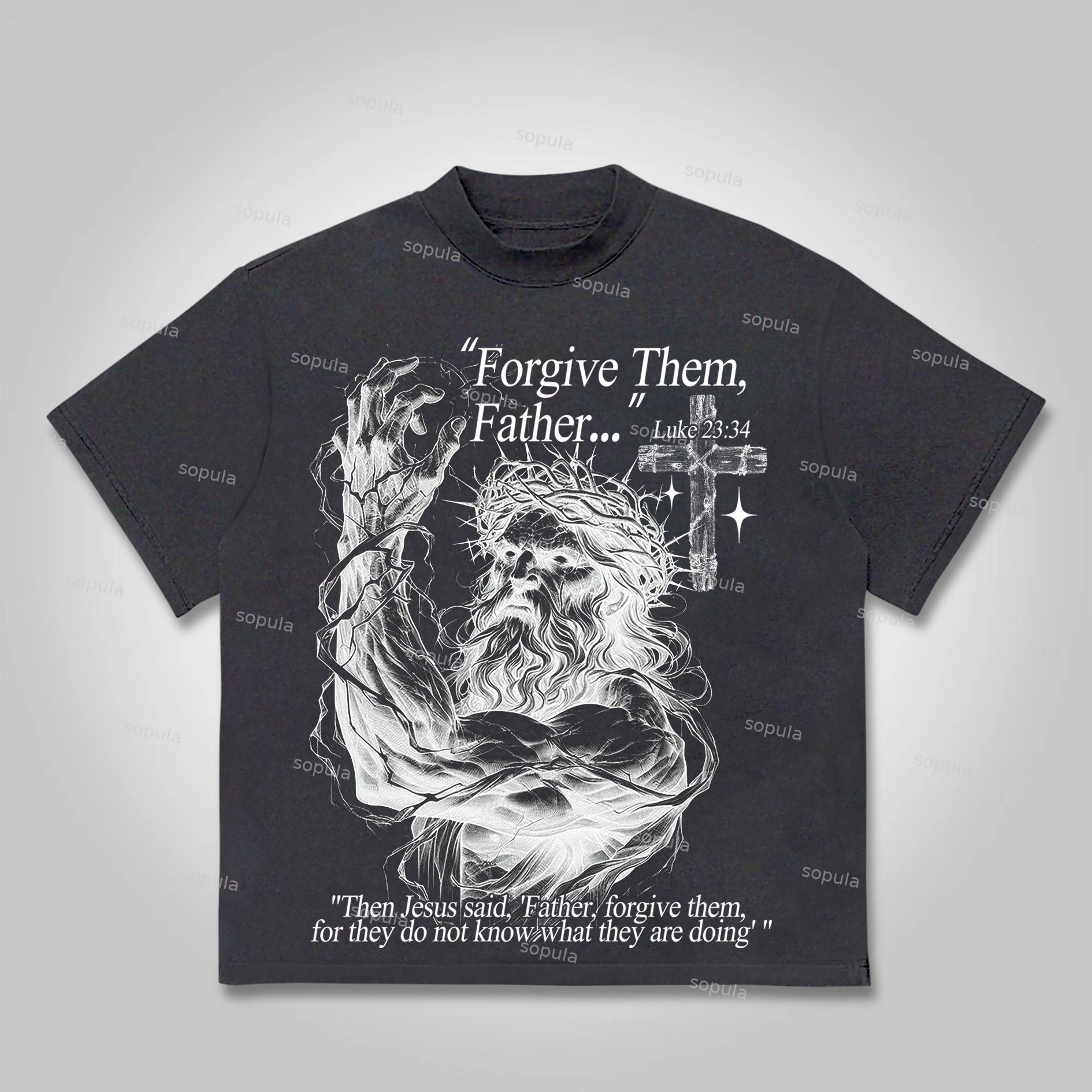 Sopula Forgive Them Father-Jesus Graphic Cotton T-shirt - SOPULA