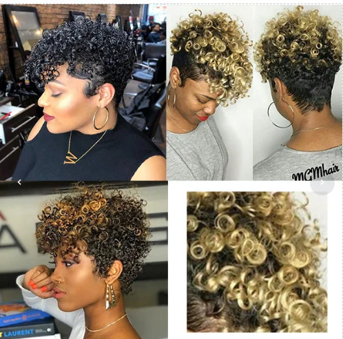 Female African Small Curly  Short Hair Wig