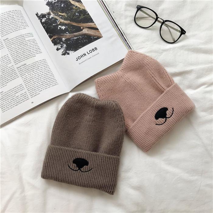 Sweet Cat Ears Woolen Beanie Hat | Cute Knit Winter Hat, Hand Wash Only (Khaki Color)