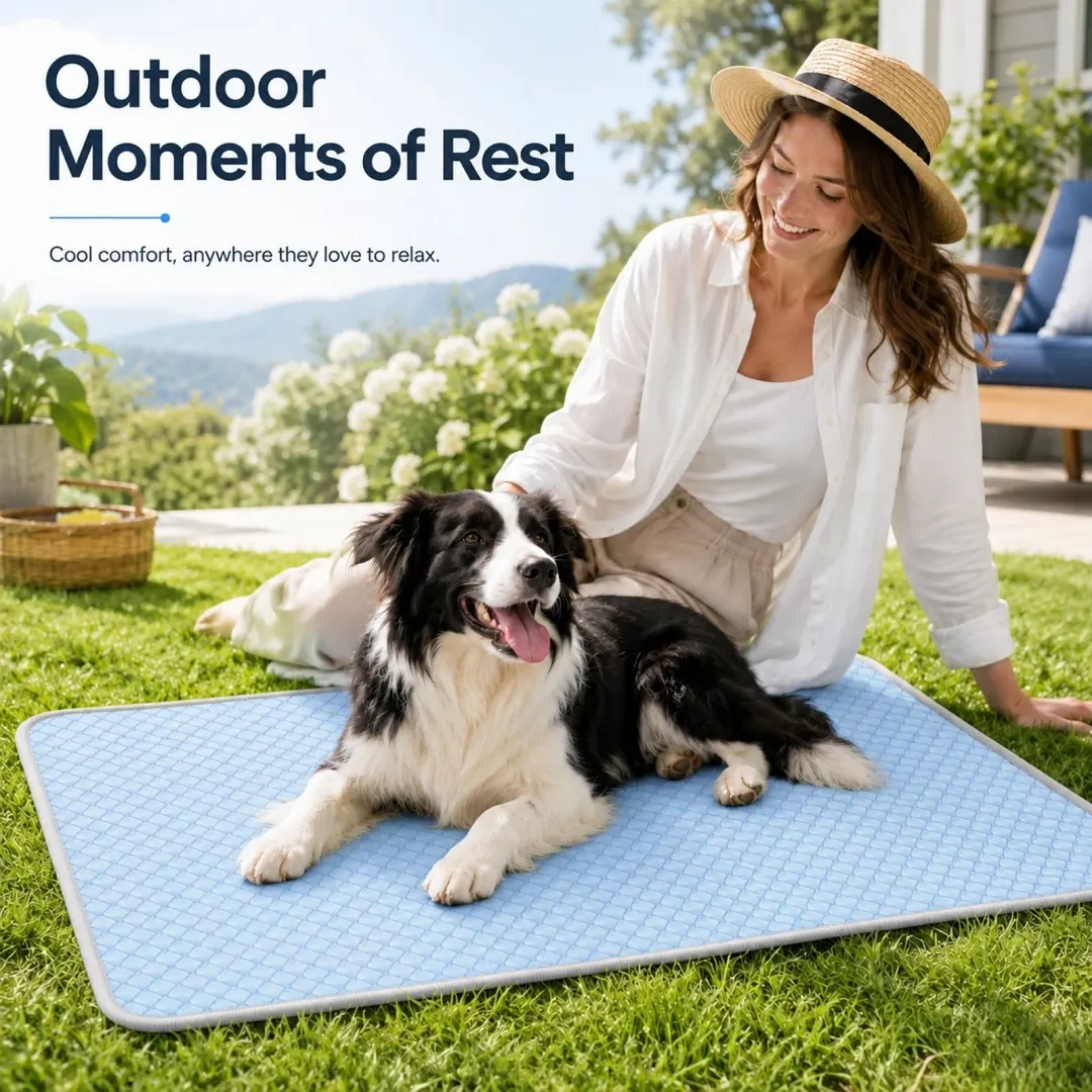 BEBANG Dog Cooling Mat, 39 x 28&ldquo; Self-Cooling No-Gel Pet Cooling Pad for large Medium Dogs, Non-Slip Summer Cool Mat for Dog Crate Bed Car(L)