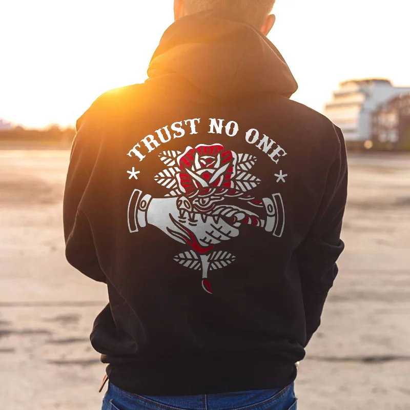 UPRANDY Trust No One Printed Men's Loose Comfortable Hoodie -  UPRANDY