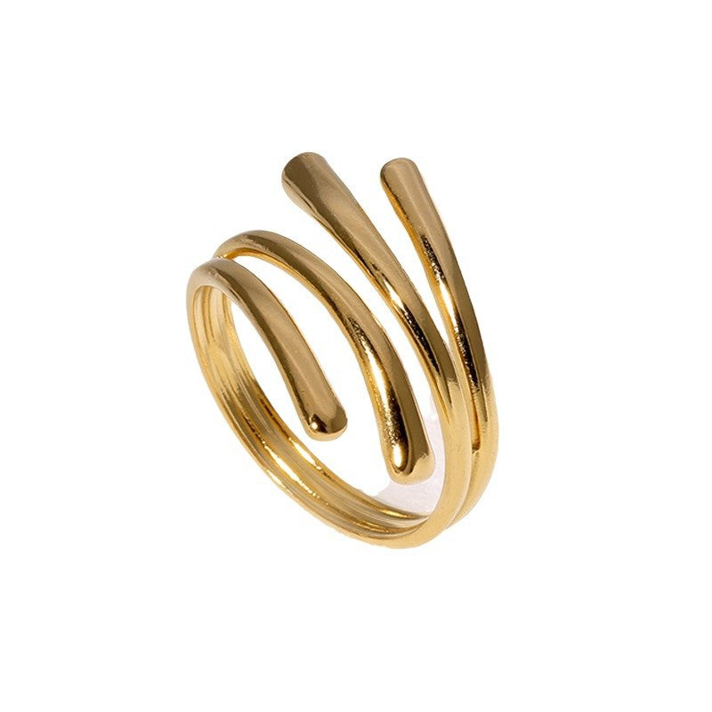 Open Ring Minimalist Stripe Geometric Stainless Steel Electroplating Rings