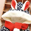 Baby Girl Ear Decor Fleece Dots Long-sleeve Hooded Cotton Coat