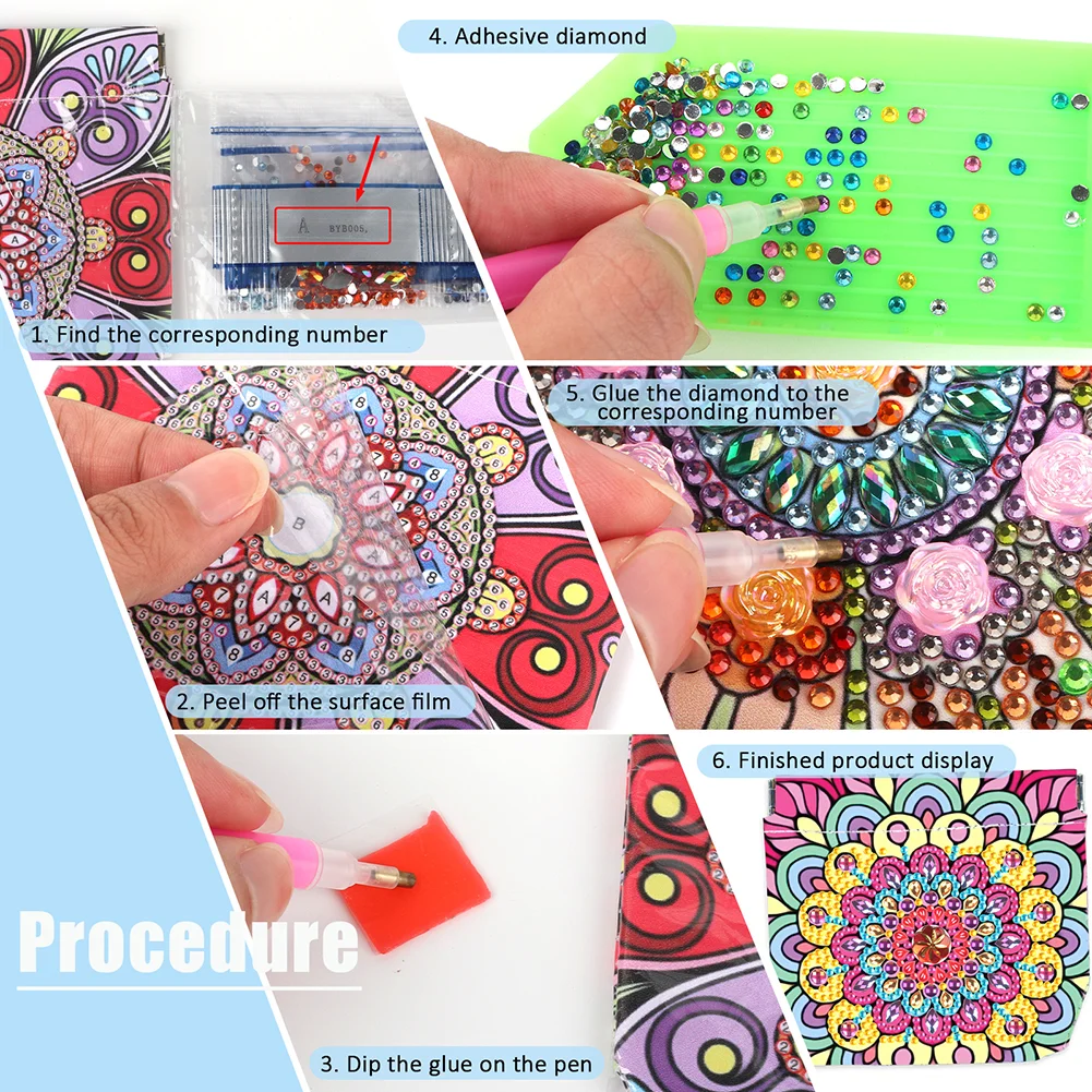 5D DIY Mandala PU Partial Special Shaped Diamond Painting Wallet Gifts for Women