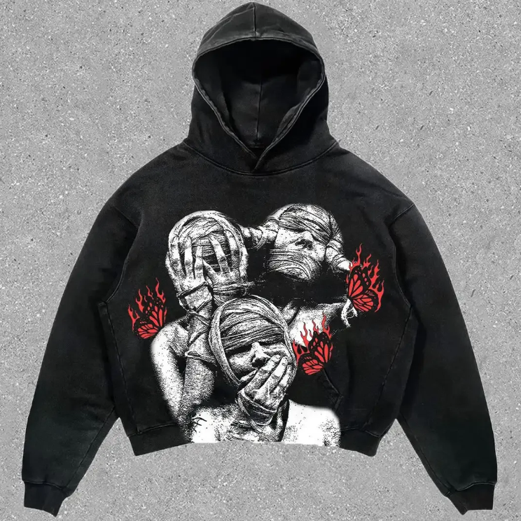 Vintage Mummy Graphic Oversized Hoodie Streetwear Y2k Clothes grunge Clothing at Hiphopee