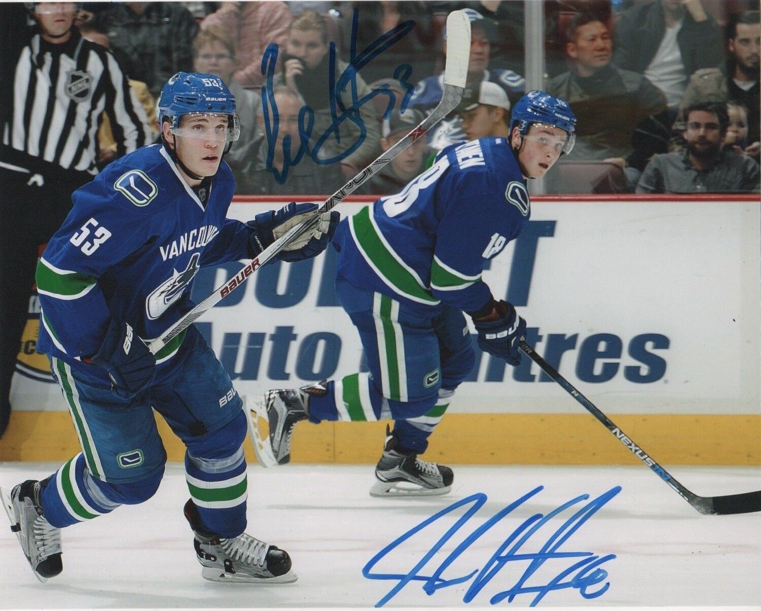 Vancouver Canucks Jake Virtanen Bo Horvat Autographed Signed 8x10 NHL Photo Poster painting COA