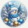Blue Snowman Full 18CT 2 Strands DIY Stamped Cross Stitch Kits for Beginners Adults Home Wall Decor Cross Stitch Art and Crafts Kits 25x25cm