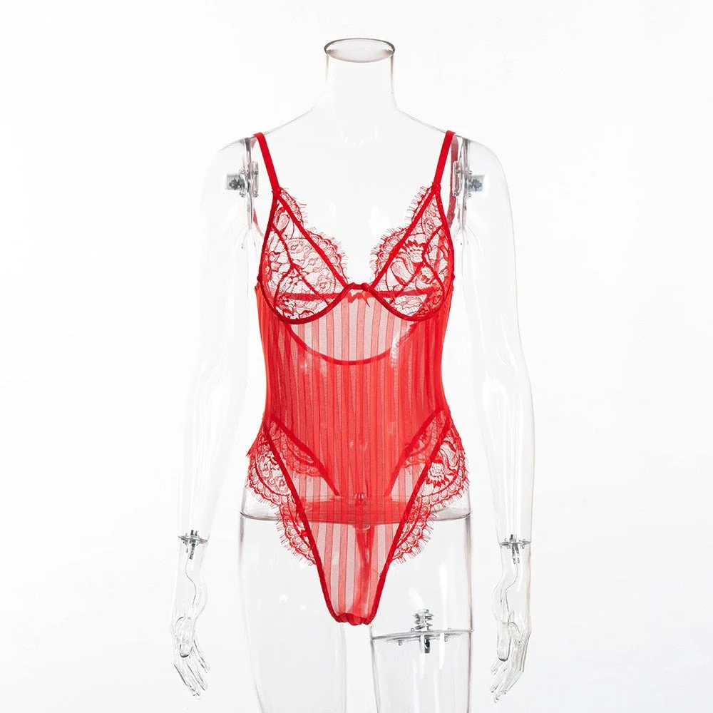 Lace Bodysuit Women Floral Embroidery Perspective Sexy Bodysuit 2020 Ladies Skinny Summer Overalls Body Femme