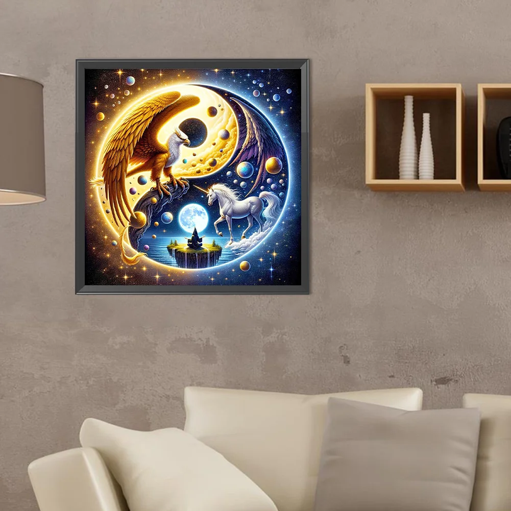 Diamond Painting - Full Round Drill - Yin Yang Eagle Unicorn(Canvas|40*40cm)