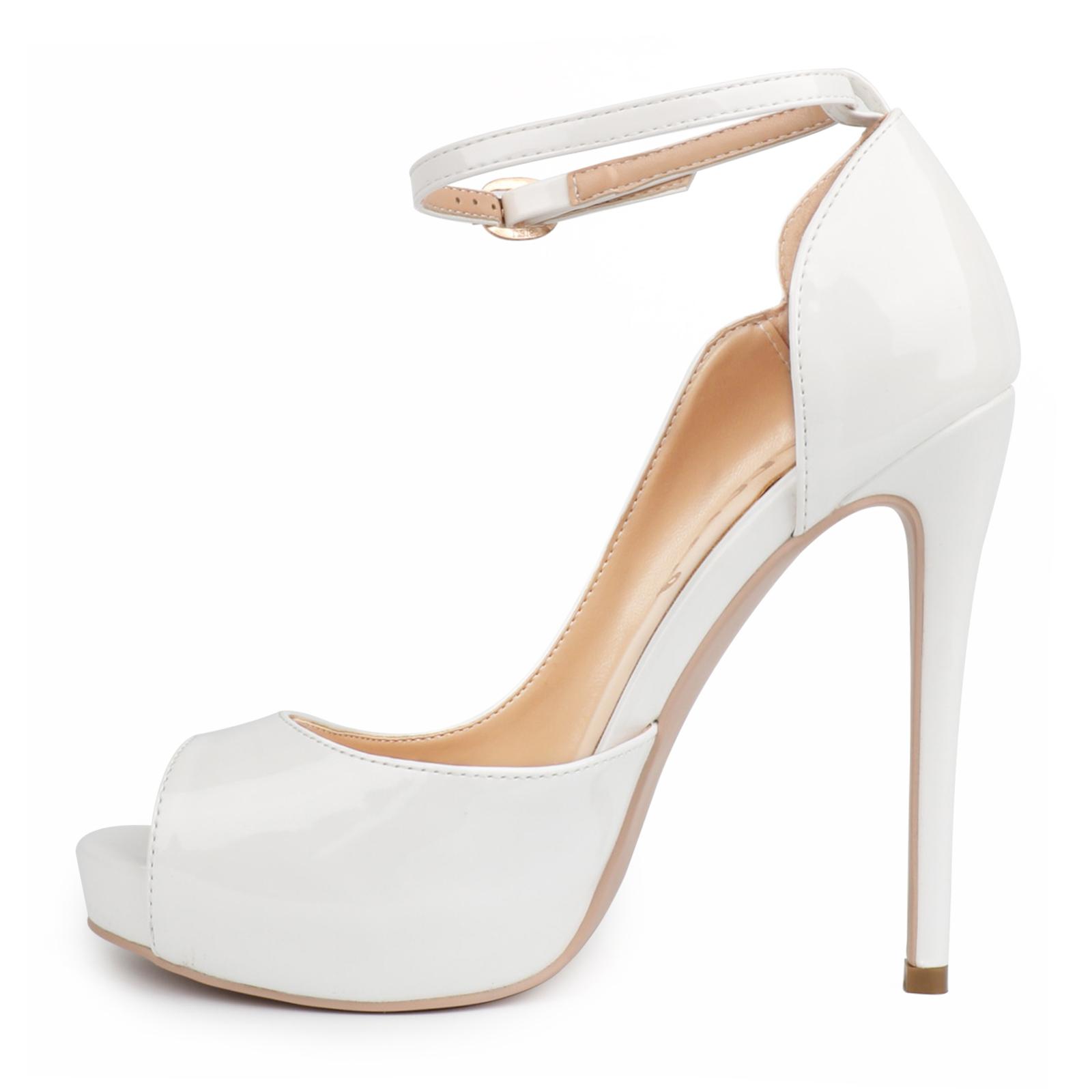 12cm/4.72 inch Women's Ankle Strap Platform Stiletto Party Peep Toe Pumps Shoes