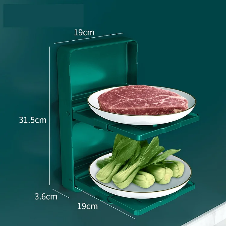 Kitchen Foldable Food Storage Organizer Rack, 2-tier Hanging Vegetable Preparation Plate Multi-Function Side Dish Rack | 168DEAL