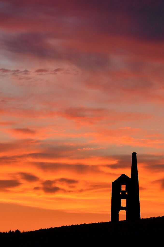 Cornish Tin Mine Engine House Sunset 12x8 inch print picture art