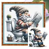 Gnome Going To Toilet-11CT Stamped Cross Stitch 45*45cm/17.72*17.72in tapestrymarket