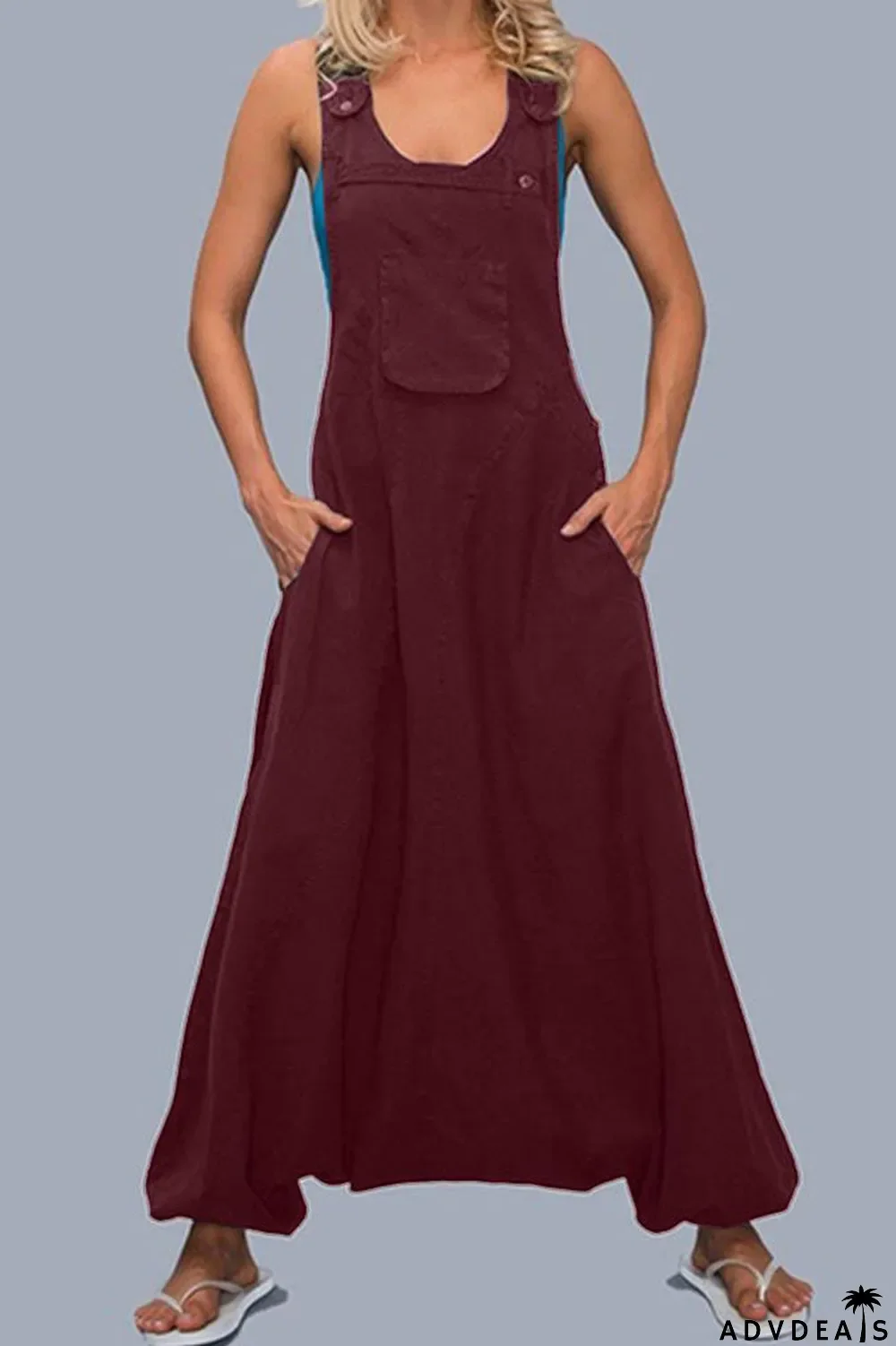 Casual Solid Asymmetrical Spaghetti Strap Loose Jumpsuits