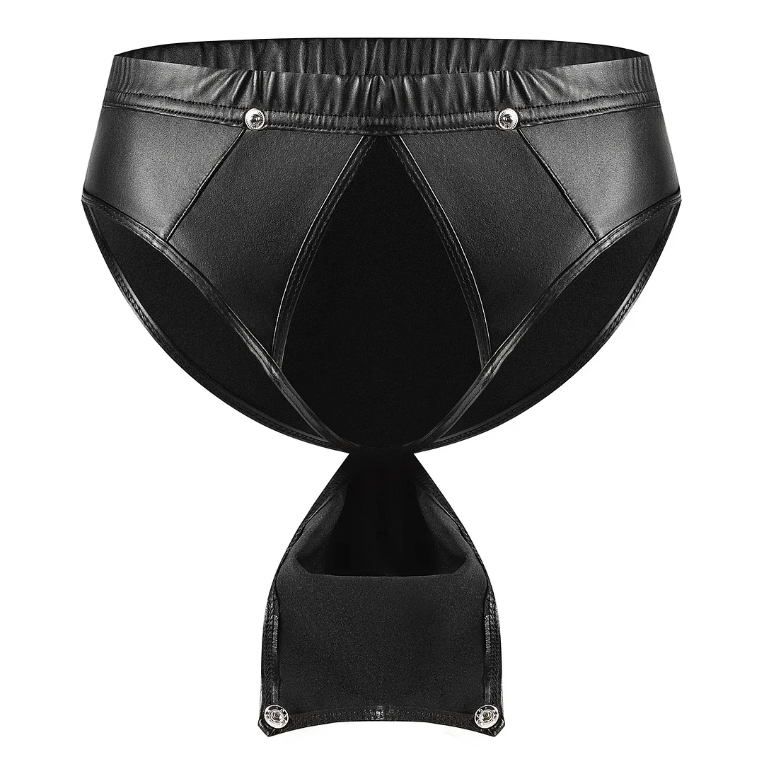 Woherb Woherb Men's Close-Fitting Matte Leather Triefs Sexy Open File Lekhoers Size Accurate No Smell-Outfit Ideas