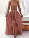 Split-Side Plunging Condole Belt Maxi Dresses