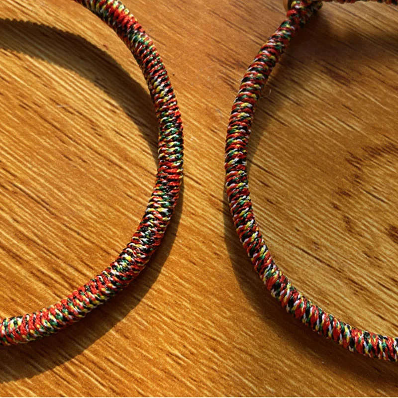 Handmade 925 Sterling Silver Chinese Zodiac Natal Buddha Protection Colorful Rope Bracelet