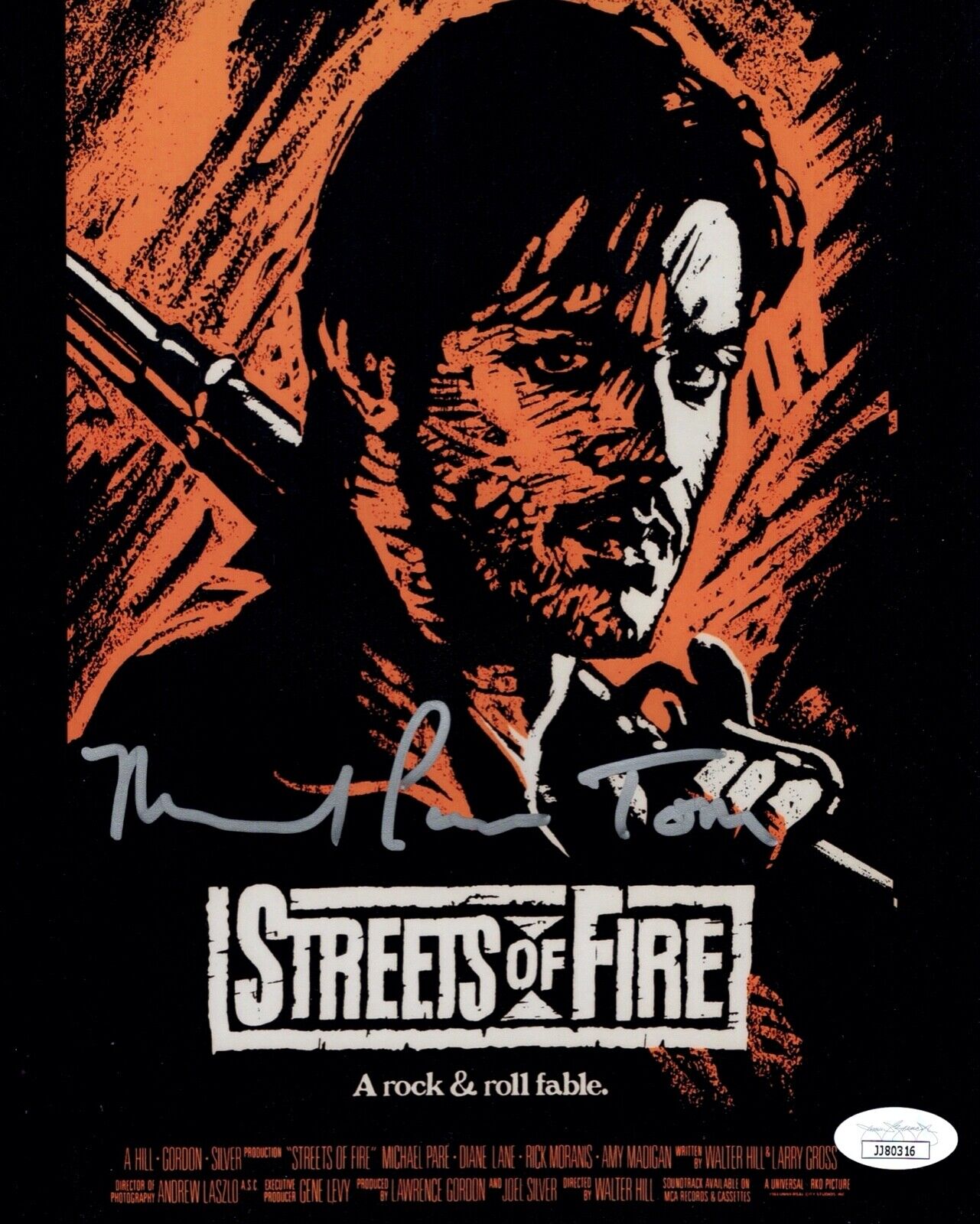 MICHAEL PARé Signed 8x10 STREETS OF FIRE Photo Poster painting PARE Autograph JSA COA Cert