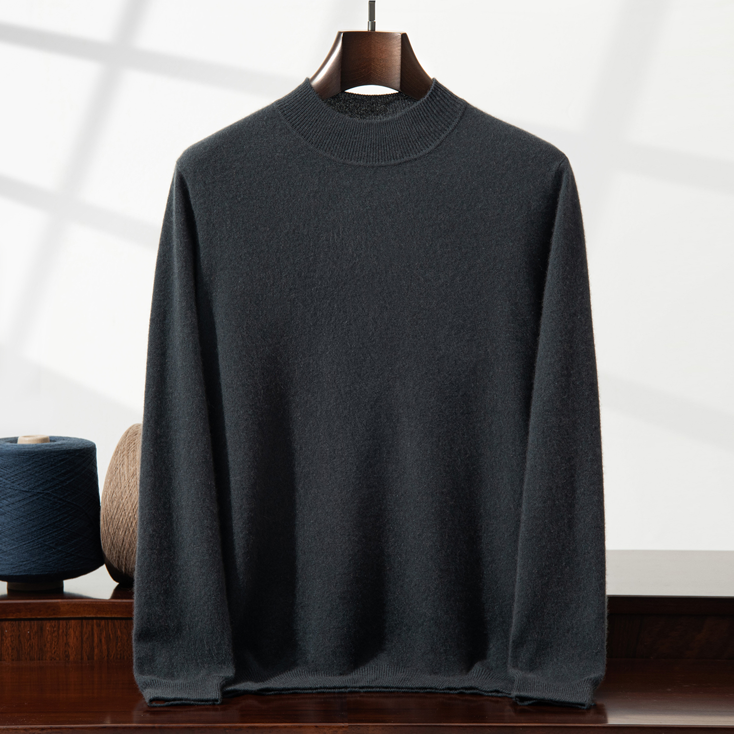 Men's Mock Neck Cashmere Sweater | Everyday Essential REAL SILK LIFE