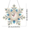 Acrylic Special Shape Xmas Snowflake Diamond Pearl Painting Clock Handicraft Hanging Kit