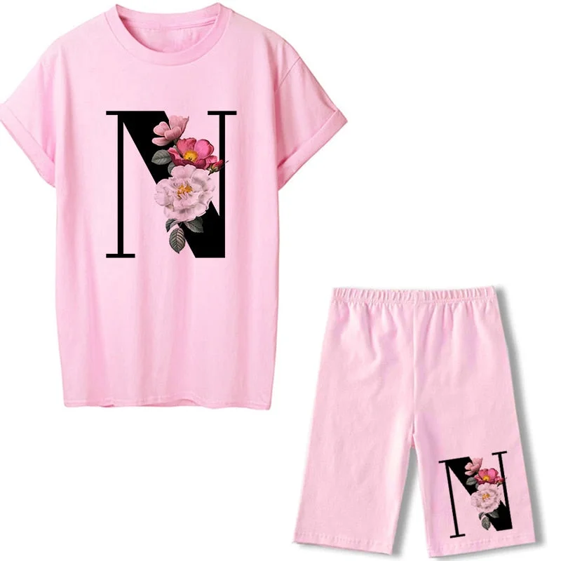 2021 Short Sleeve Sexy Tshirt And Pant Sports Suits Biker Shorts Two Piece Set Women Fashion Tracksuit Summer Outfits For Woman