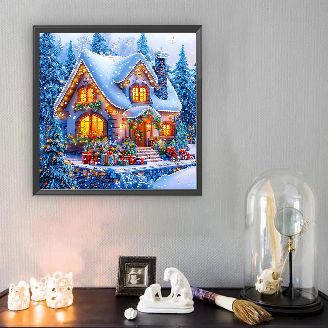 Christmas House - Diamond Painting - Partial Special Shaped Drill(Canvas|30*30cm)