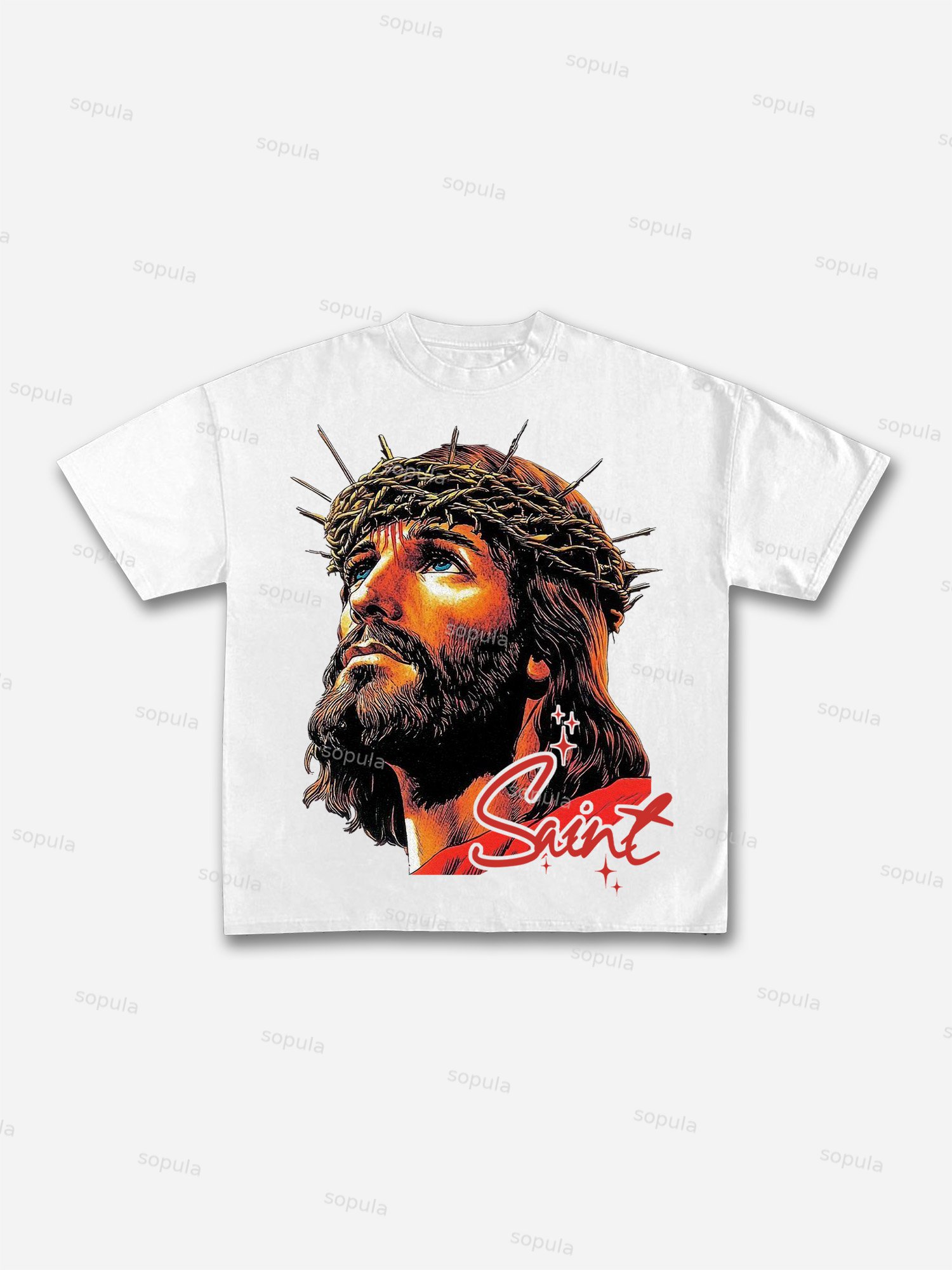 God Saint Graphic Print Cotton T-shirt - Sopula｜Premium Graphic Tees & Graphic Clothing