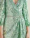 Gown V-neck sequined puff sleeve maxi dress