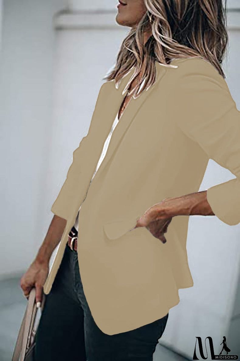 MidiSono - Casual Turndown Collar Coat