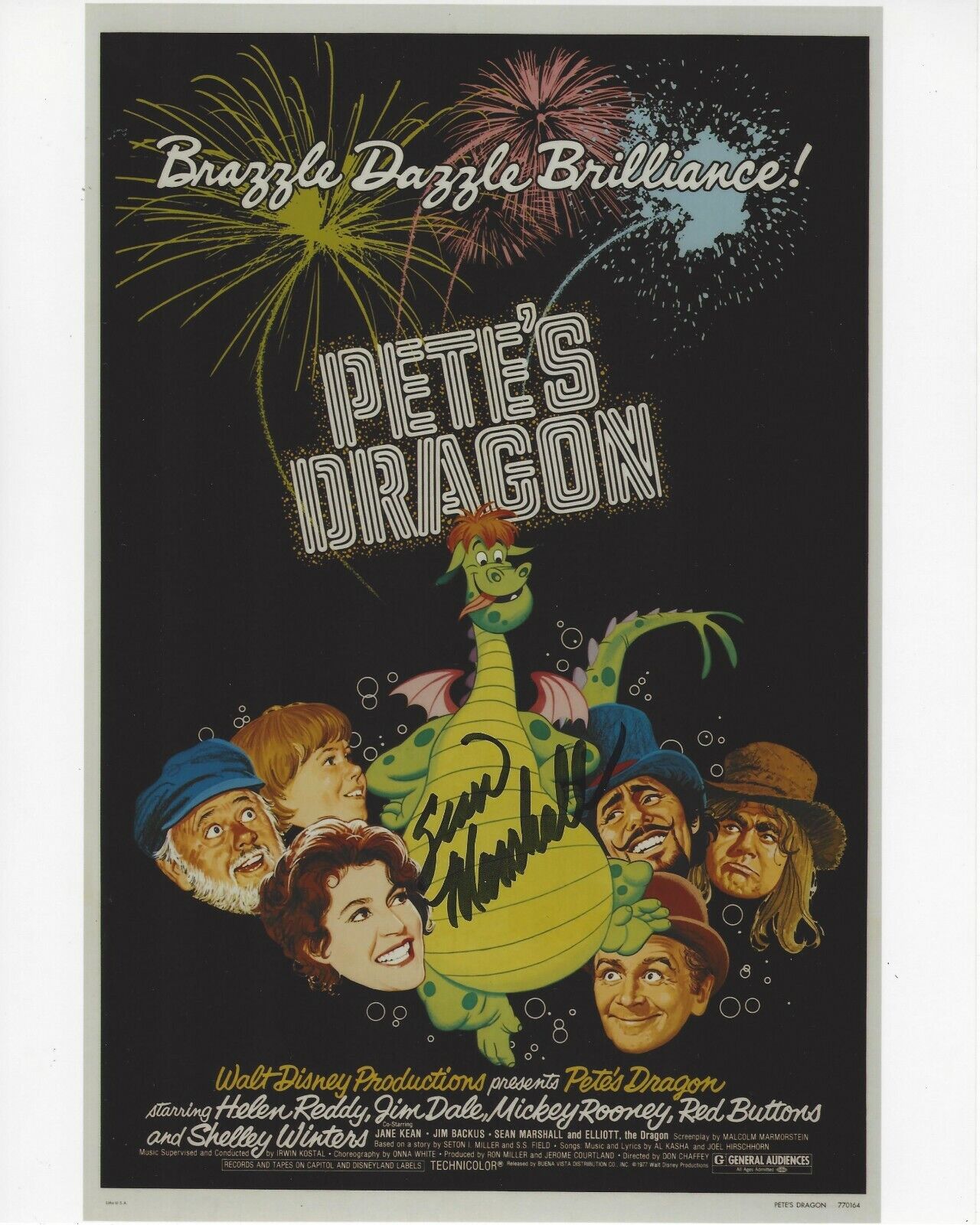 SEAN MARSHALL SIGNED DISNEY PETE'S DRAGON 1977 8x10 MOVIE Photo Poster painting E w/COA ACTOR