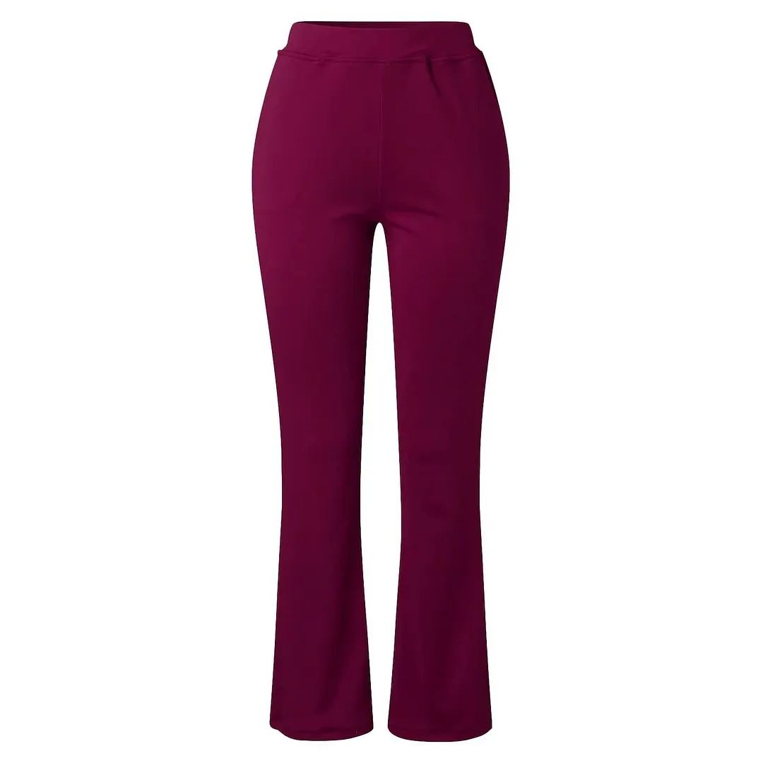 Womens Dress Work Casual Pants Trousers Straight Full Length Pocket Stretchy Daily Black
