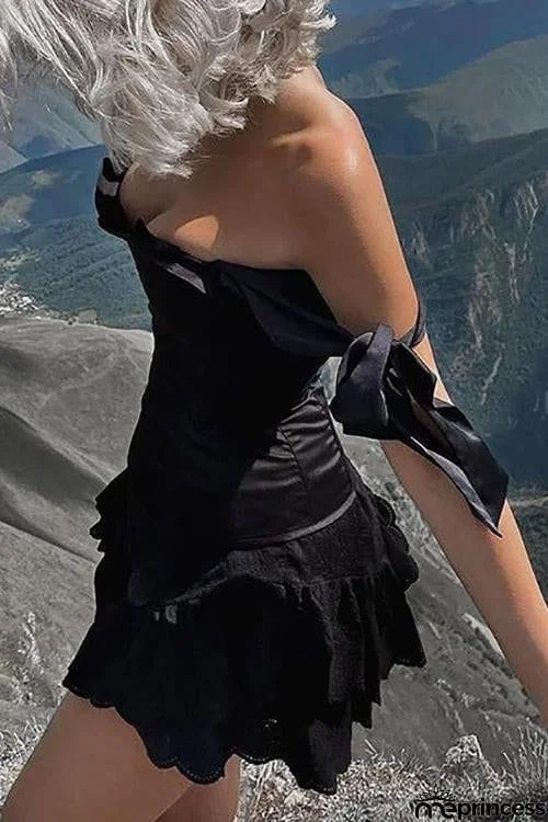 Ruffles Bow Tie Corset Top