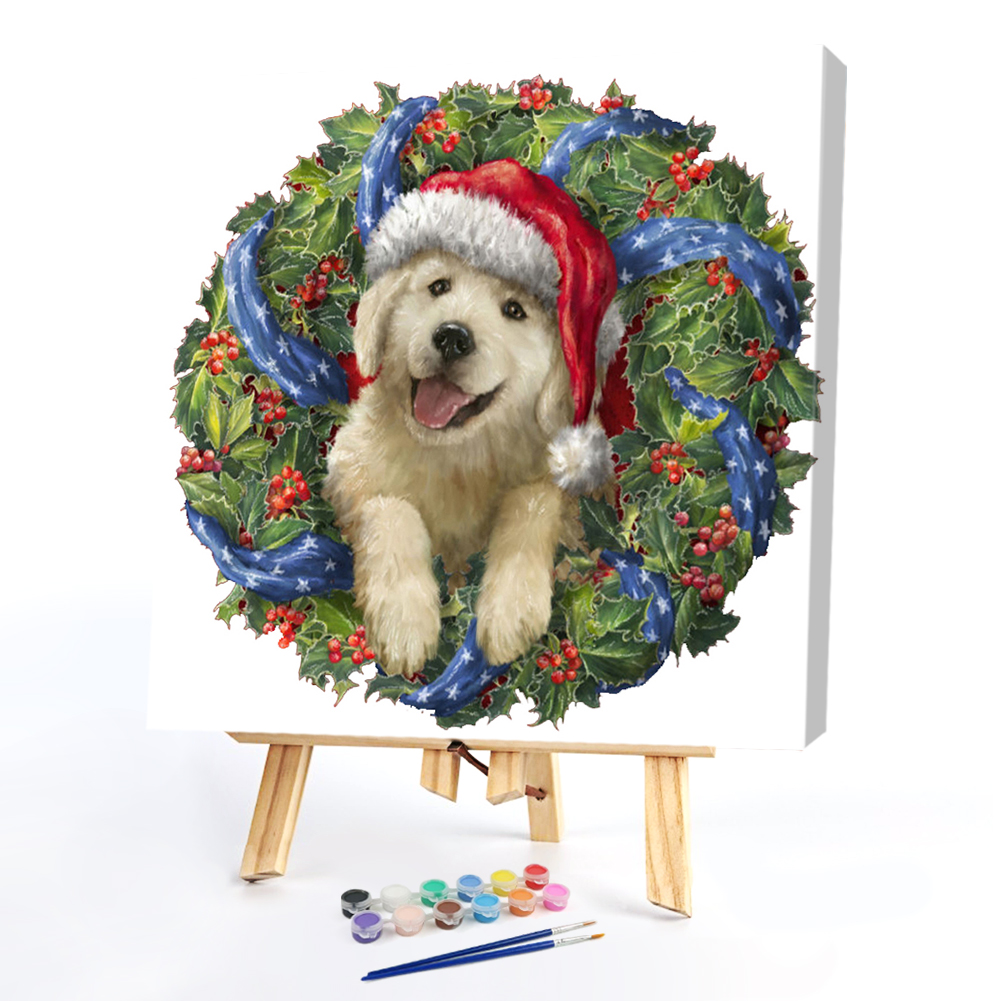 

40*40CM - Paint By Numbers - Xmas Dog, 501 Original