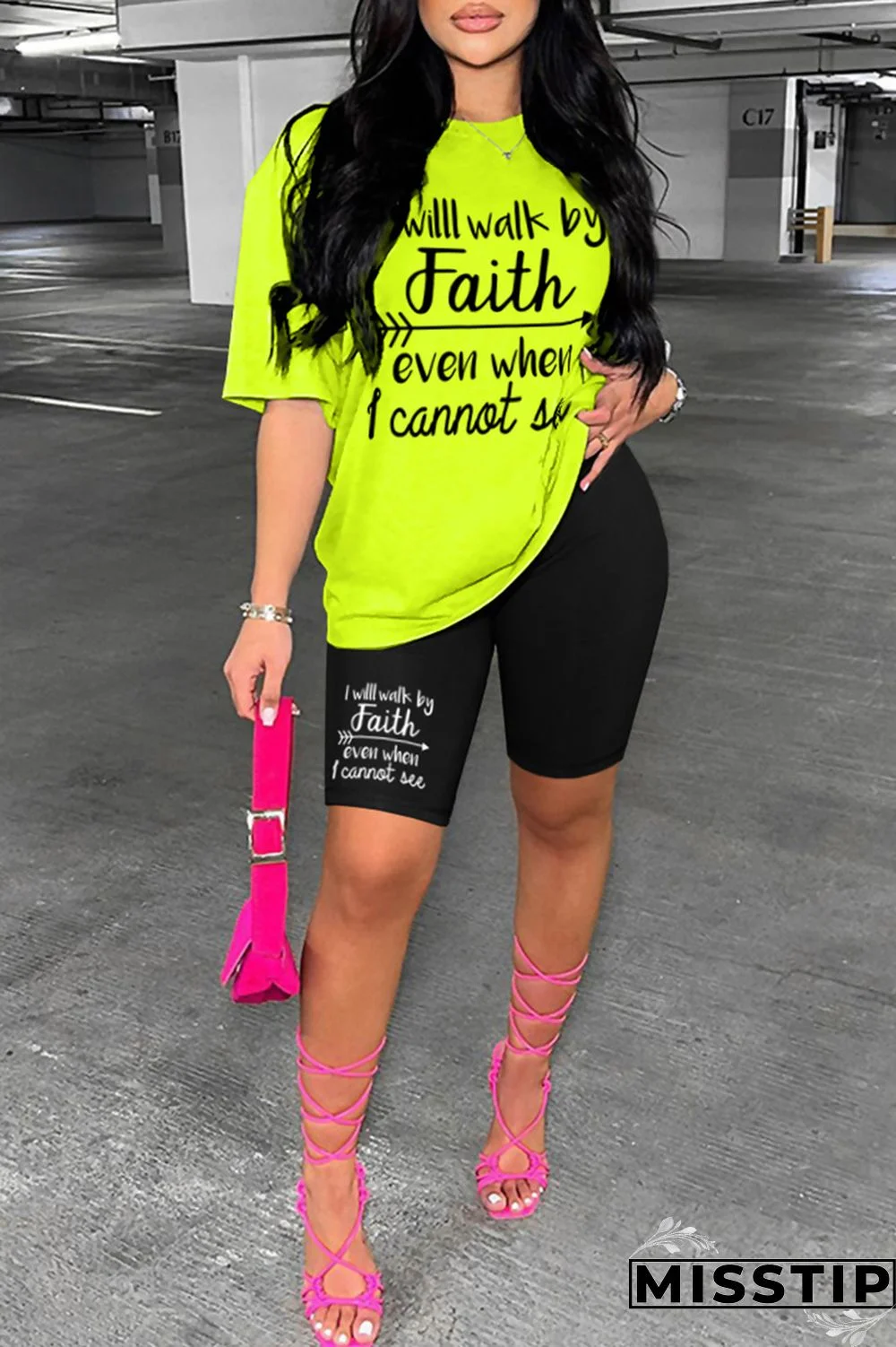 Rose Red Casual Letter Print Basic O Neck Short Sleeve Two Pieces