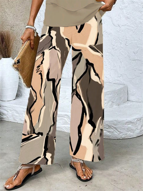 Women's Sleeveless Square Collar Graphic Printed Casual Set