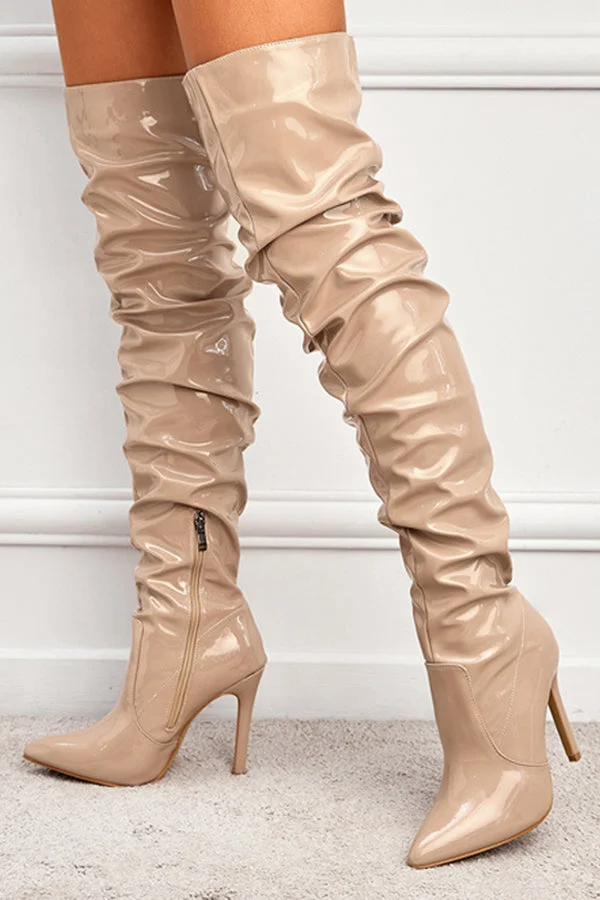 Fashionable Over-The-Knee Slimming Elastic High-Heeled Boots