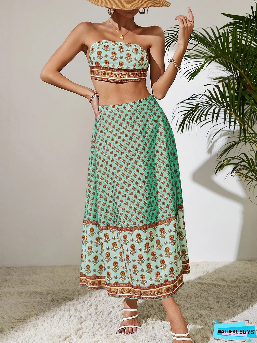 Tube Top Skirt Two Piece Set