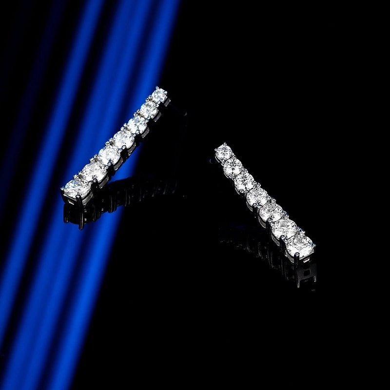 1 Pair 925 Sterling Silver Moissanite Geometric Ear Studs