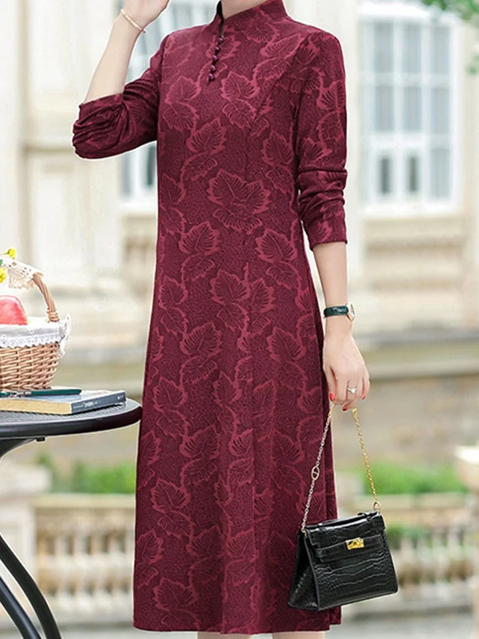 Elegant Long Sleeve Midi Dress