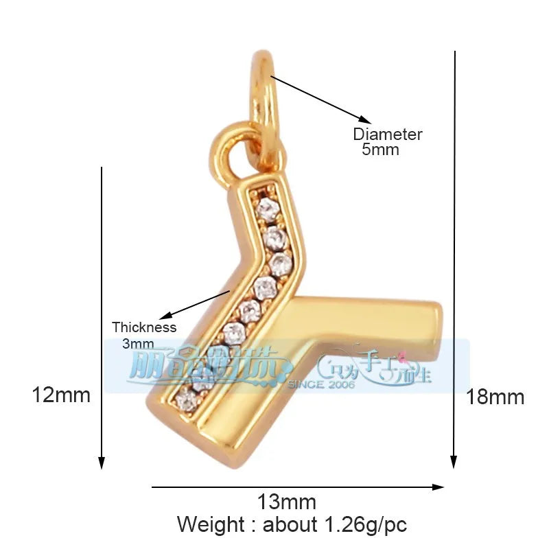 1 Piece 15 * 19mm Hole 5~5.9mm Copper Zircon Letter Heart Shape Pendant Jewelry Accessories