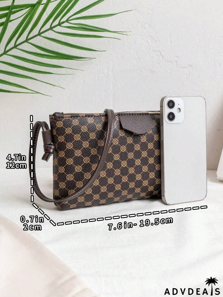 Geometric Print Patch Decor Square Bag