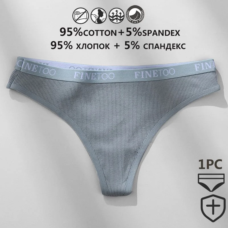 FINETOO 1/2PCS G-string Women Cotton Thongs M-XL Design Letter Femme Underwear Sexy Panties Underpants Thong Pantys Lingerie
