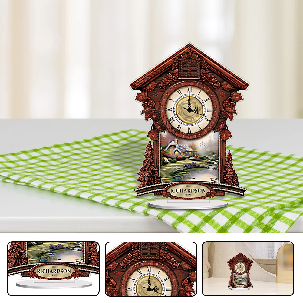 DIY Village Hut Acrylic Special Shaped 5D Diamond Painting Clock Art Craft