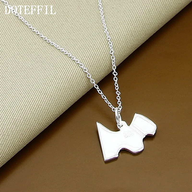 DOTEFFIL 925 Sterling Silver 18 Inch Chain Dog Tag  Pendant Necklace For Women Jewelry