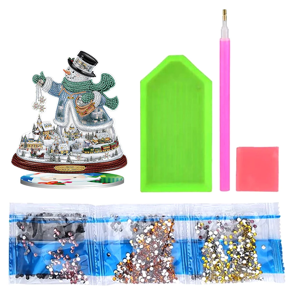 5D DIY Snowman Diamond Xmas Decor Rounded+Shaped Drill Christmas Ornament